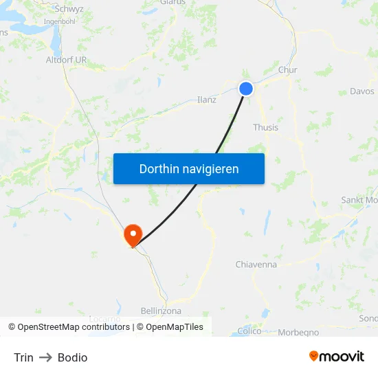 Trin to Bodio map
