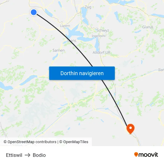 Ettiswil to Bodio map
