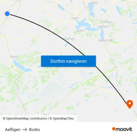 Aefligen to Bodio map