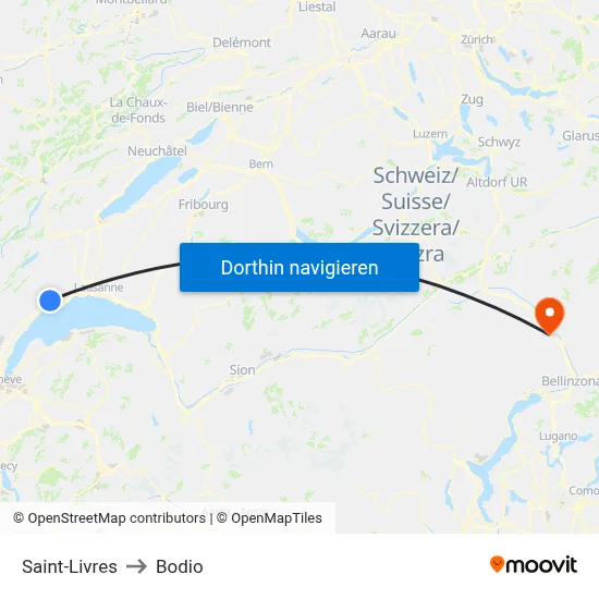 Saint-Livres to Bodio map