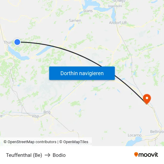 Teuffenthal (Be) to Bodio map