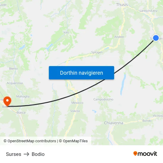 Surses to Bodio map