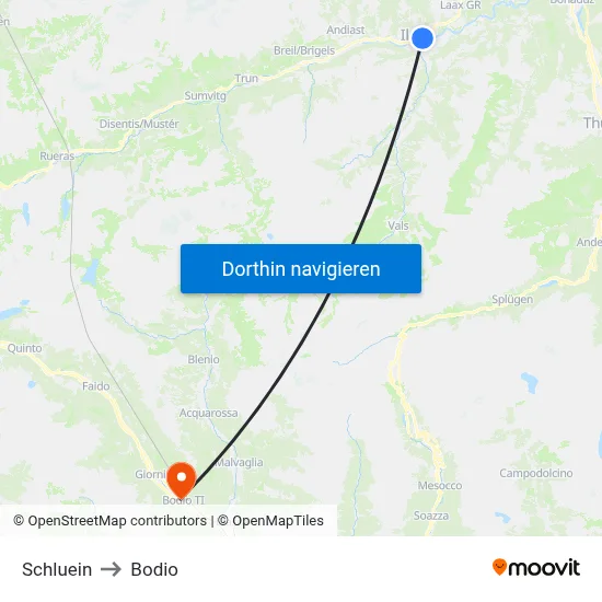 Schluein to Bodio map