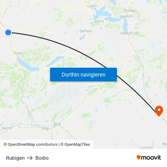 Rubigen to Bodio map