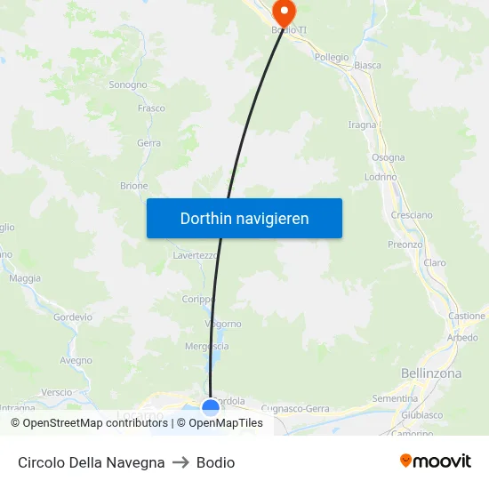 Circolo Della Navegna to Bodio map