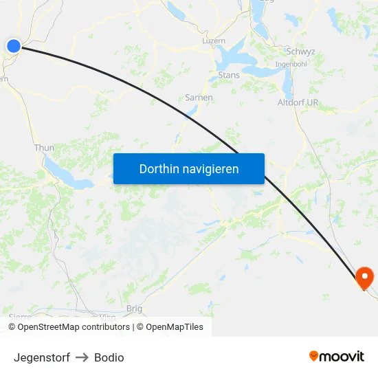 Jegenstorf to Bodio map