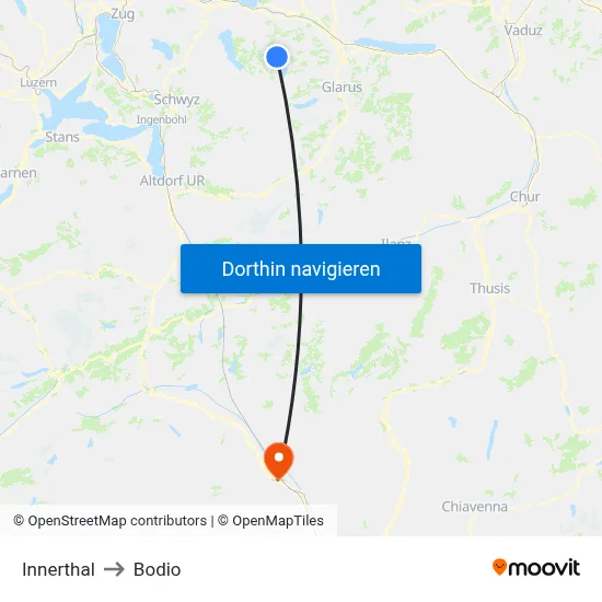 Innerthal to Bodio map