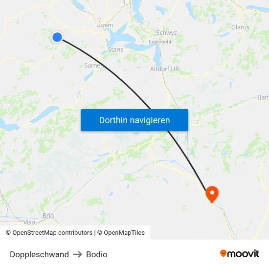 Doppleschwand to Bodio map