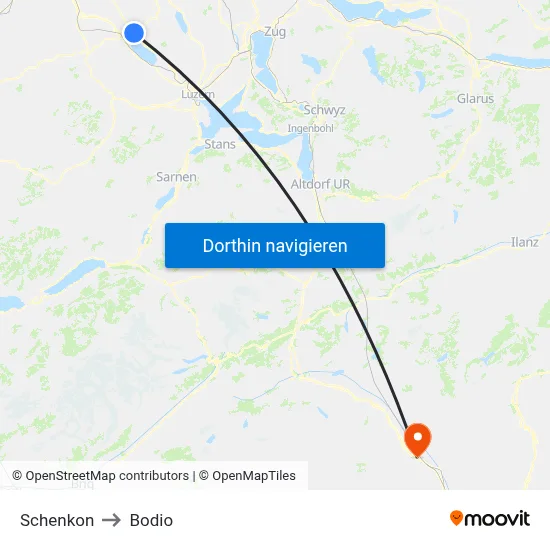 Schenkon to Bodio map