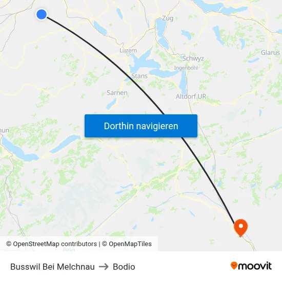 Busswil Bei Melchnau to Bodio map