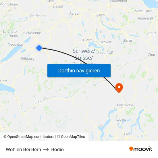 Wohlen Bei Bern to Bodio map