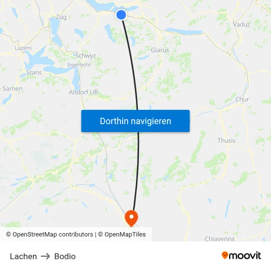 Lachen to Bodio map