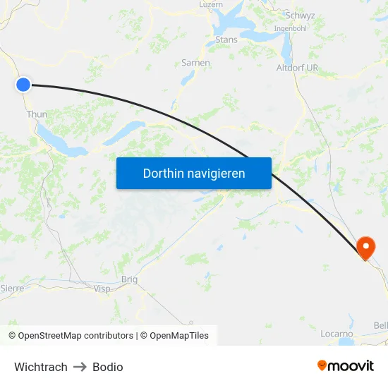 Wichtrach to Bodio map