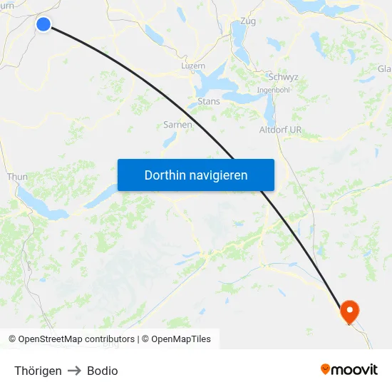 Thörigen to Bodio map