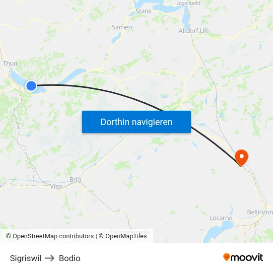 Sigriswil to Bodio map