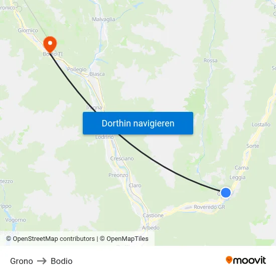 Grono to Bodio map