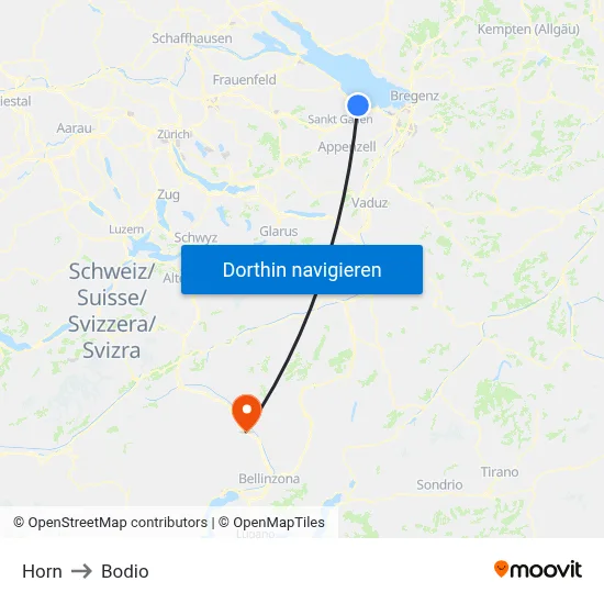 Horn to Bodio map