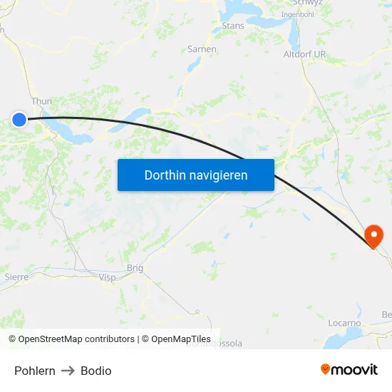 Pohlern to Bodio map