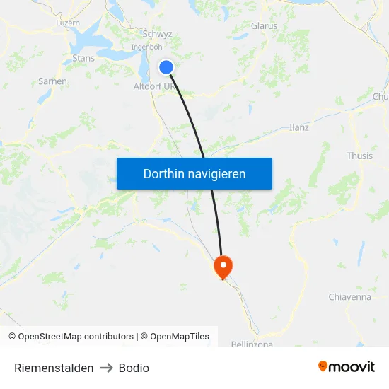 Riemenstalden to Bodio map
