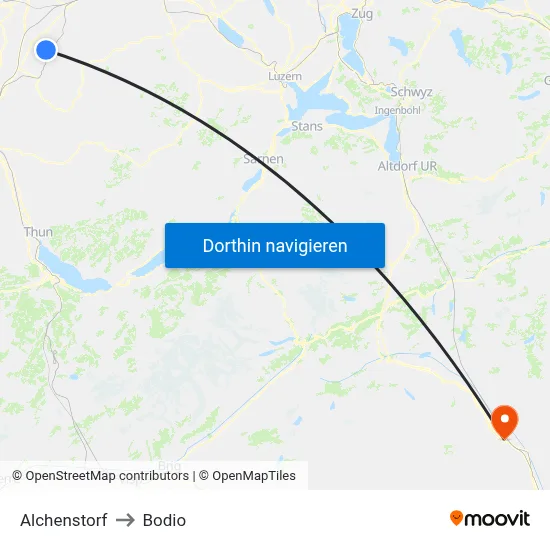 Alchenstorf to Bodio map