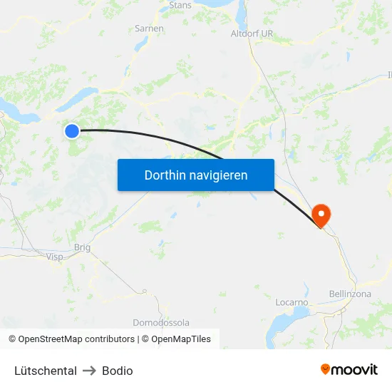Lütschental to Bodio map