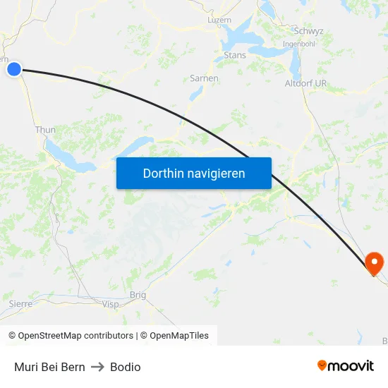 Muri Bei Bern to Bodio map