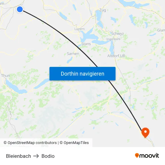Bleienbach to Bodio map