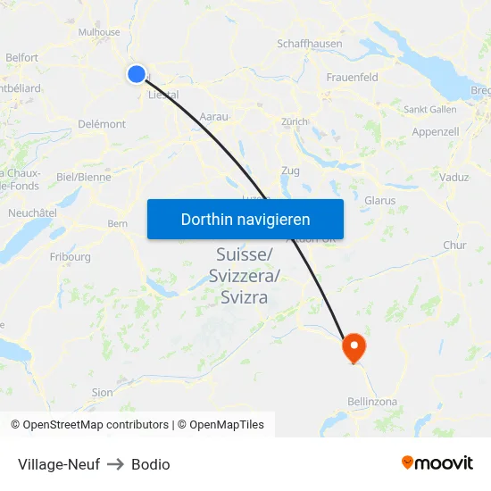Village-Neuf to Bodio map