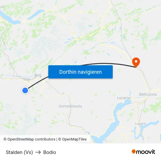 Stalden (Vs) to Bodio map
