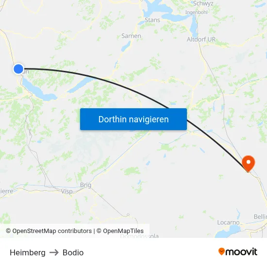 Heimberg to Bodio map