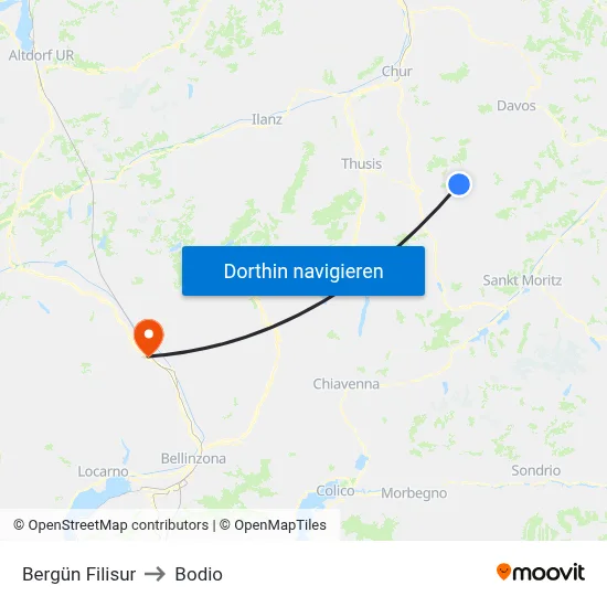 Bergün Filisur to Bodio map