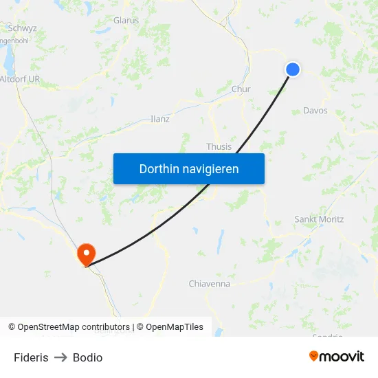 Fideris to Bodio map