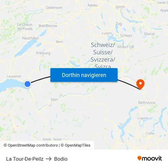 La Tour-De-Peilz to Bodio map