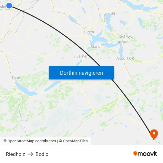 Riedholz to Bodio map