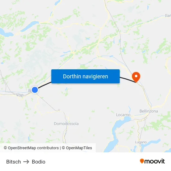 Bitsch to Bodio map