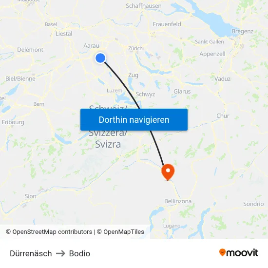 Dürrenäsch to Bodio map