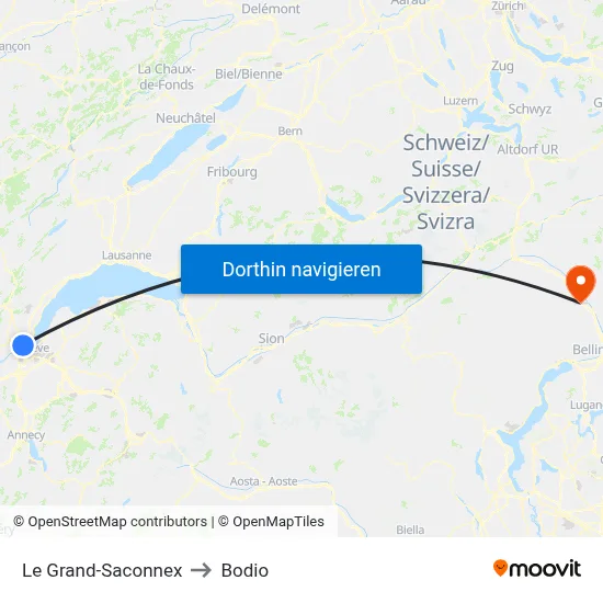 Le Grand-Saconnex to Bodio map