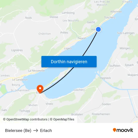 Bielersee (Be) to Erlach map