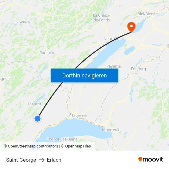 Saint-George to Erlach map