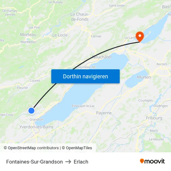 Fontaines-Sur-Grandson to Erlach map