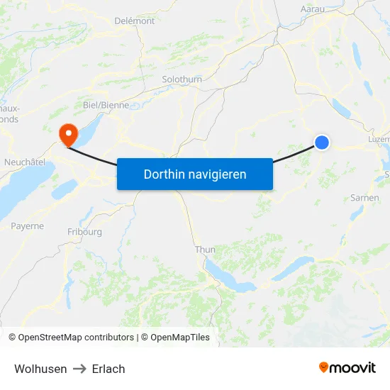 Wolhusen to Erlach map
