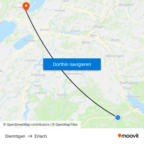 Diemtigen to Erlach map
