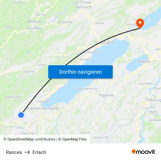 Rances to Erlach map