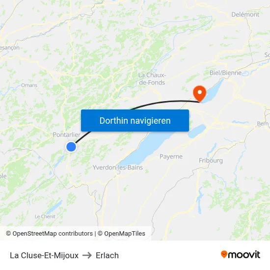 La Cluse-Et-Mijoux to Erlach map
