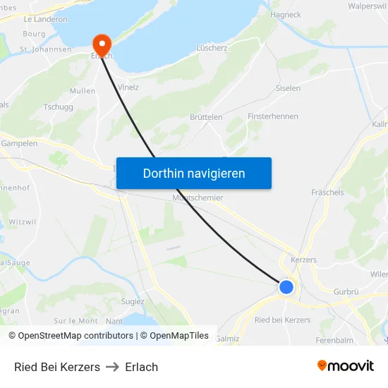 Ried Bei Kerzers to Erlach map