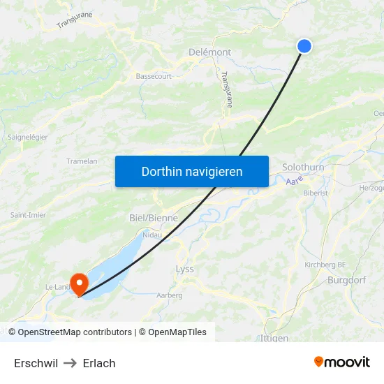 Erschwil to Erlach map