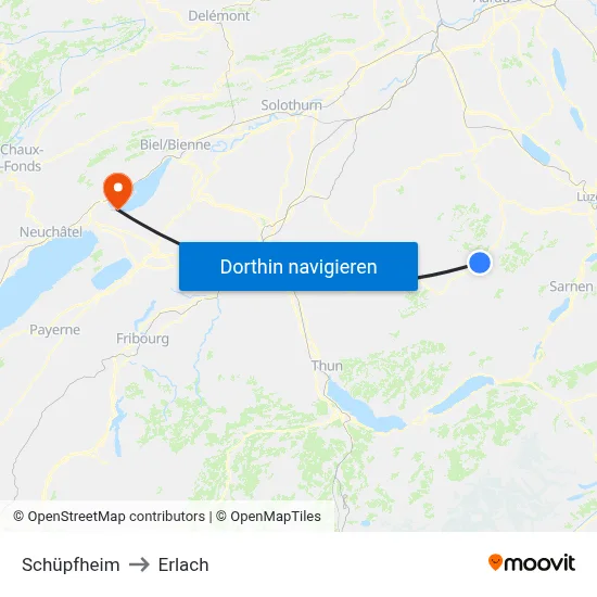 Schüpfheim to Erlach map