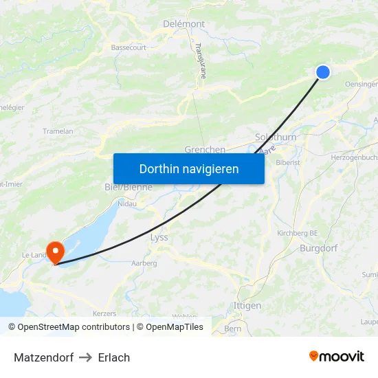 Matzendorf to Erlach map