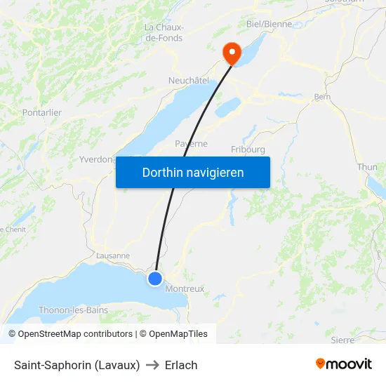 Saint-Saphorin (Lavaux) to Erlach map
