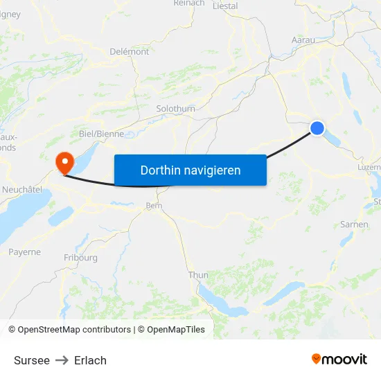 Sursee to Erlach map